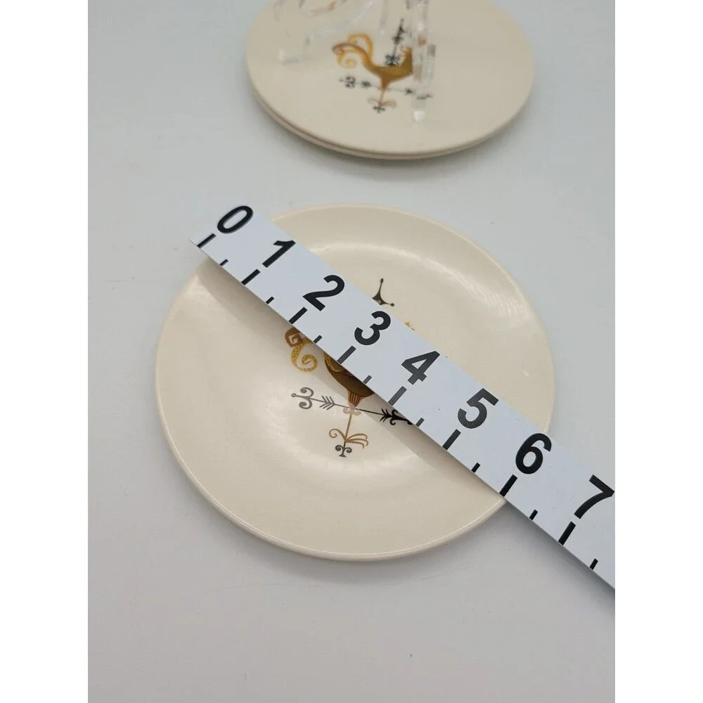 3 Knowles Rooster Weathervane Small Desert Bread Plates Appetizer MCM